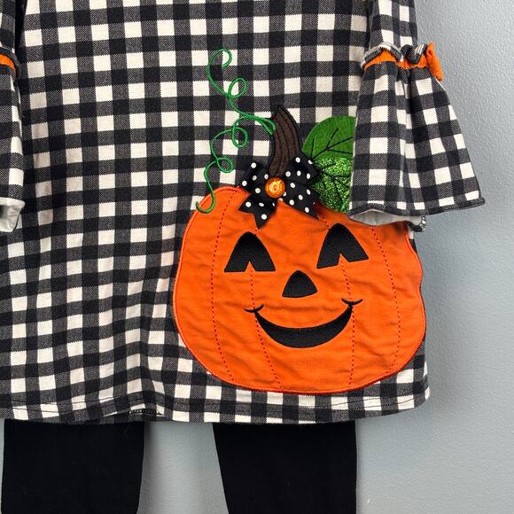 Emily Rose Girls Halloween Pumpkin Black Plaid Two Piece Set Ruffles Size 6 Cute - Picture 4 of 7